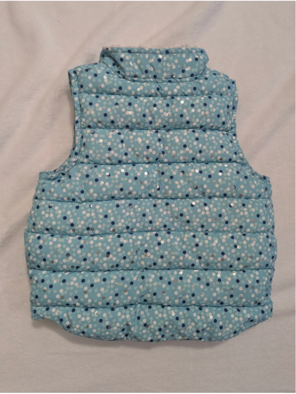 Gymboree Polka Dot Puffer Vest Blue White Size XS